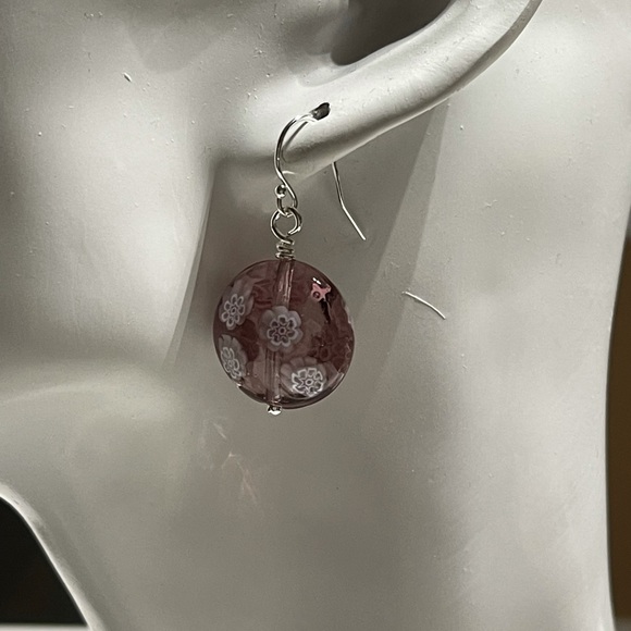 Authentic Amethyst (purple) Murano Earrings - Picture 3 of 4